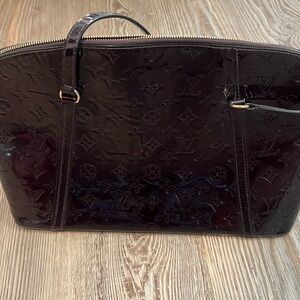 Louis Vuitton Maroon Patent Leather Monogrammed Shoulder Bag.
